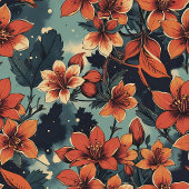 Couverture Polaire Élégante terre cuite profonde pastel fleurs vertes