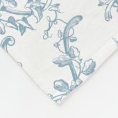 Couverture Polaire Elégante toile florale blanche et bleue gravée (Coin)