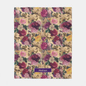 Couverture Polaire Élégantes fleurs roses et fleurie rose jaune (Devant)