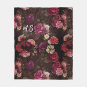 Couverture Polaire Élégantes fleurs roses et fleurs noires roses (Devant)