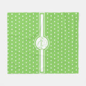 Couverture Polaire Élégants Pois blancs sur Monogramme vert (Devant (Horizontal))