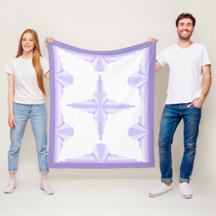 Couverture Polaire Elément Art déco en blanc & blanc molleton violet