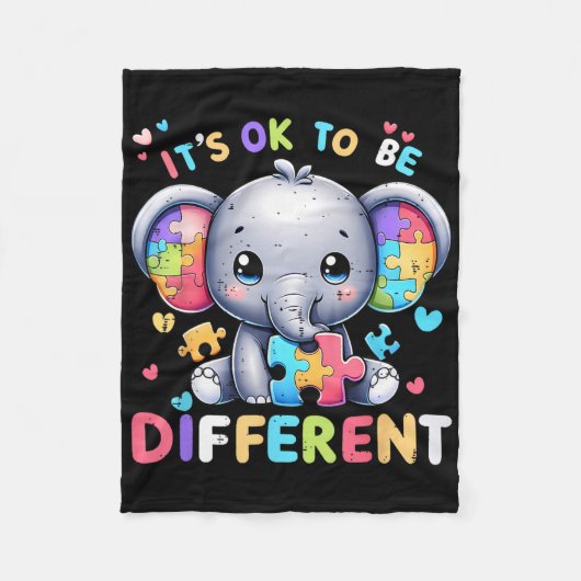 Couverture Polaire Élément Éléphant Autisme Sensibilisation C'est Ok (Devant)