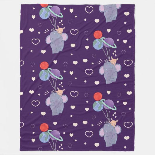 Couverture Polaire Élément et Lapin Montgolfière spatiale | Fantaisis (Devant)