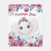 Couverture Polaire Élément et Lapin Roses Marron Personnalisé (Devant)