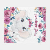 Couverture Polaire Élément et Lapin Roses Marron Personnalisé (Devant (Horizontal))