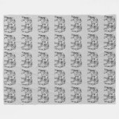 Couverture Polaire Élément tourbillon fractal - gris, noir et blanc (Devant (Horizontal))