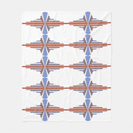 Couverture Polaire Éléments Art déco en or rose & bleu (Devant)