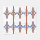 Couverture Polaire Éléments Art déco en or rose & bleu (Devant (Horizontal))
