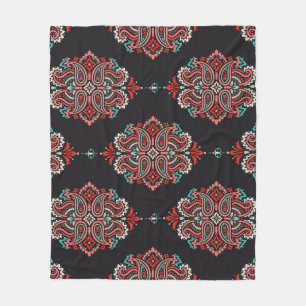 Couverture Polaire éléments cachemire asiatique, motif vintage boho.