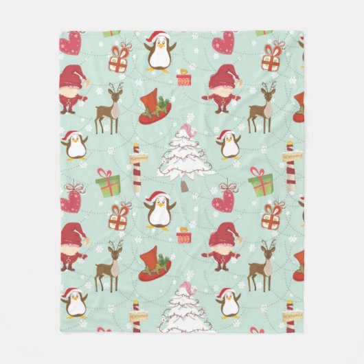 Couverture Polaire Éléments de Noël Elfes rennes (Devant)