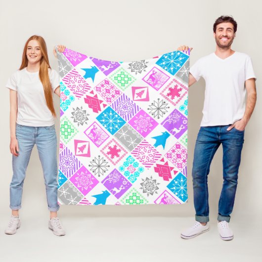 Couverture Polaire Eléments de Noël sans couture flocon géométrique (En situation)