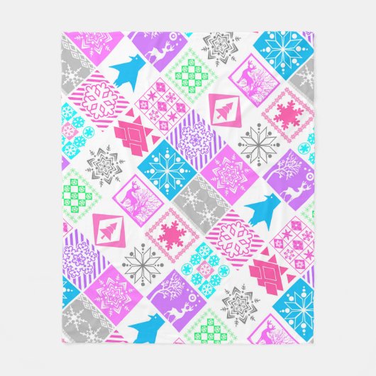 Couverture Polaire Eléments de Noël sans couture flocon géométrique (Devant)