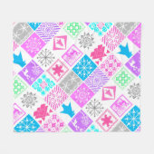 Couverture Polaire Eléments de Noël sans couture flocon géométrique (Devant (Horizontal))