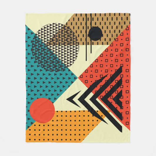 Couverture Polaire Eléments géométriques tendance, Style Rétro. (Devant)