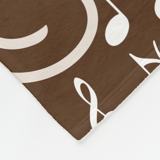 Couverture Polaire Elena nom personnalisé notes musicales brun (Coin)