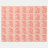 Couverture Polaire Éléphale tourbillon fractal - corail orange et bla (Devant (Horizontal))