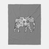 Couverture Polaire Éléphale tourbillon fractal, gris, noir et blanc (Devant)