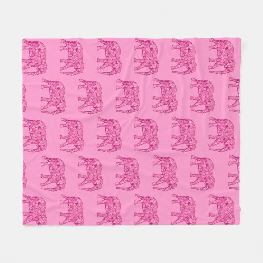 Couverture Polaire Éléphale tourbillon fractal, rose fuchsia (Devant (Horizontal))