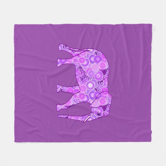 Couverture Polaire Éléphale tourbillon fractal, violet et orchidée (Devant (Horizontal))