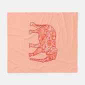 Couverture Polaire Éléphane tourbillon fractal, orange corail et pêch (Devant (Horizontal))
