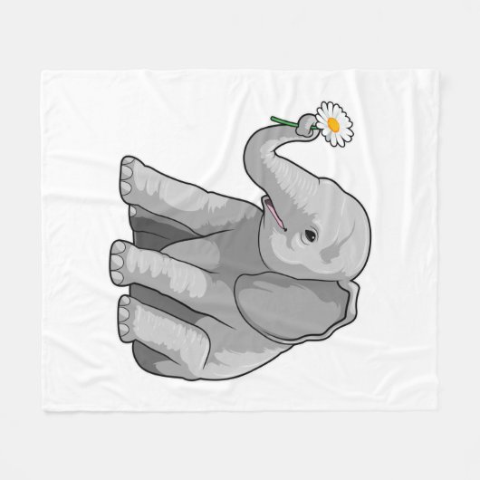 Couverture Polaire Eléphant à fleurs (Devant (Horizontal))