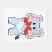 Couverture Polaire Eléphant à la boxe avec gants de boxe (Devant (Horizontal))