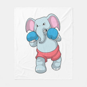 Couverture Polaire Eléphant à la boxe avec gants de boxe