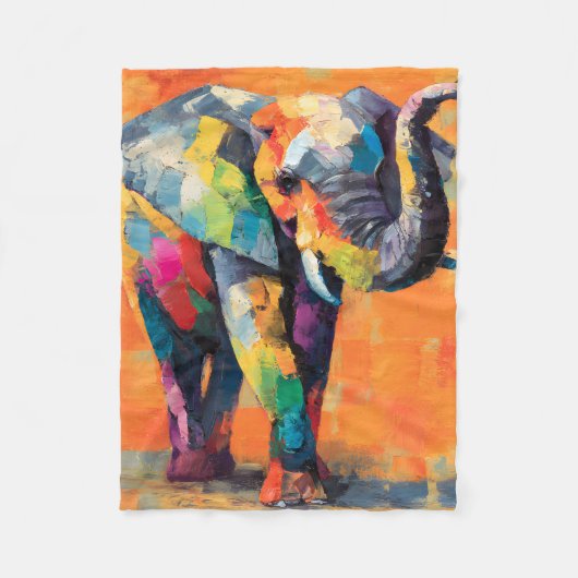 Couverture Polaire Eléphant arc-en-ciel Abstrait (Devant)