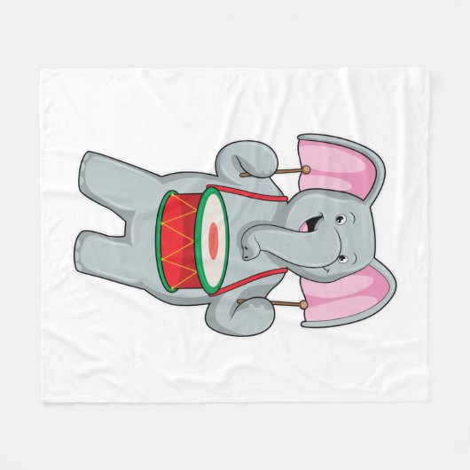 Couverture Polaire Elephant at Music with Drum (Devant (Horizontal))