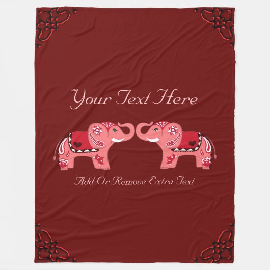 Couverture Polaire Eléphant au henné (rouge/rose) (Devant)