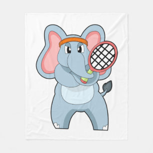 Couverture Polaire Elephant au Tennis avec raquette de tennis