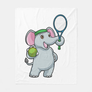 Couverture Polaire Elephant au Tennis avec raquette de tennis