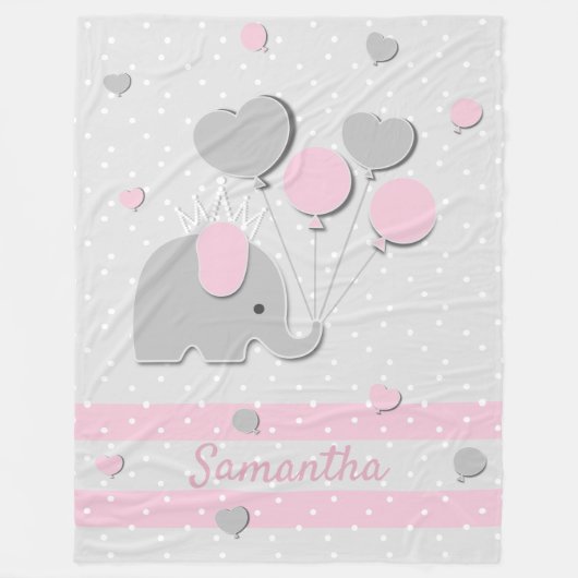 Couverture Polaire Elephant Balloons love Nursery Gift (Devant)