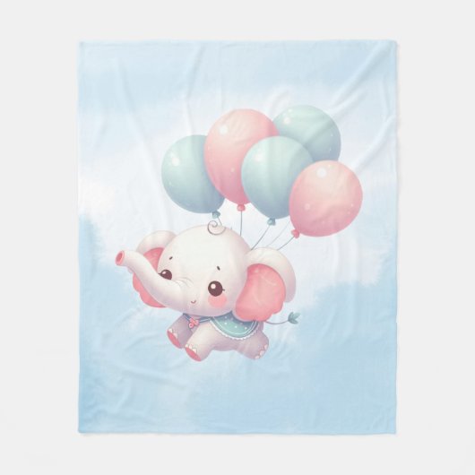 Couverture Polaire éléphant bébé avec des ballons (Devant)