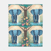 Couverture Polaire Eléphant Bébé Bleu Whimsical, (Devant)