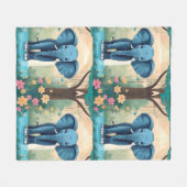 Couverture Polaire Eléphant Bébé Bleu Whimsical, (Devant (Horizontal))