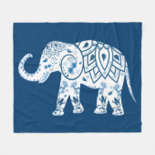 Couverture Polaire Éléphant bleu modelé fleuri (Devant (Horizontal))