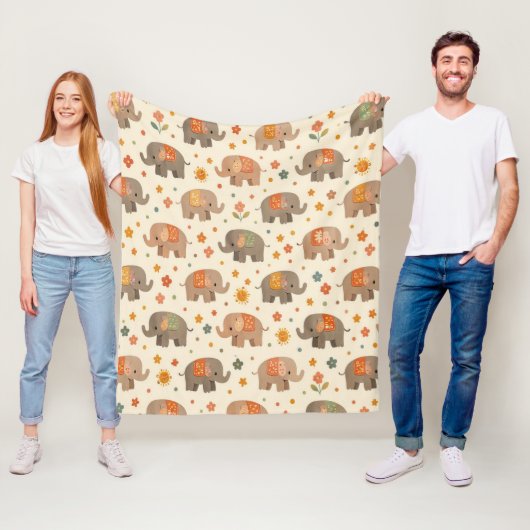 Couverture Polaire Éléphant Boho (En situation)