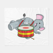 Couverture Polaire Elephant comme musicien avec tambour (Devant (Horizontal))
