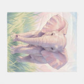 Couverture Polaire Éléphant de bébé mignon Prairie pastel (Devant (Horizontal))