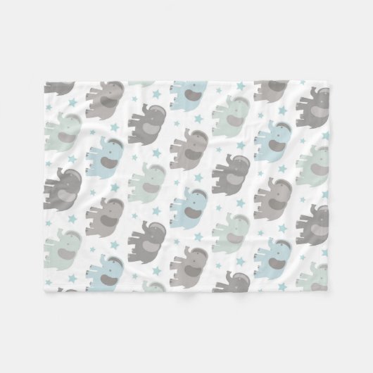 Couverture Polaire Éléphant de bleus layette (Devant (Horizontal))