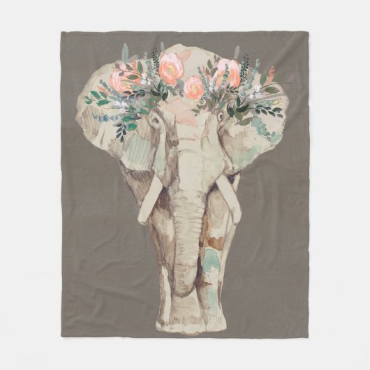 Couverture Polaire Eléphant de la Couronne de fleurs II (Devant)