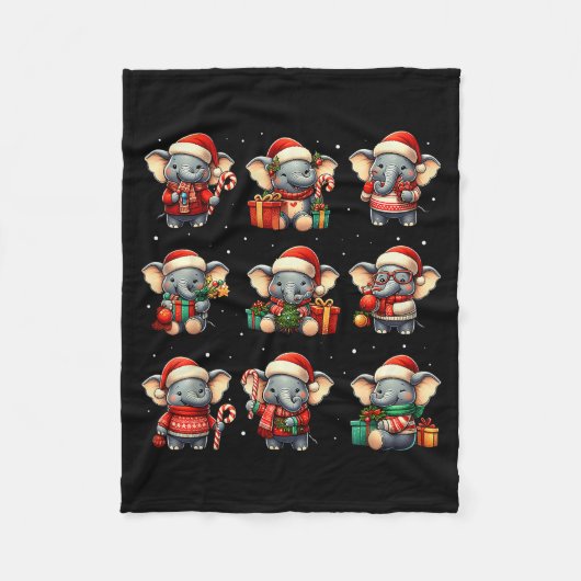 Couverture Polaire Éléphant de Noël Drôle Amateur d'Éléphant Pyjama H (Devant)