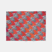 Couverture Polaire Éléphant de Noël sur fond rouge (Devant (Horizontal))
