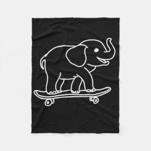 Couverture Polaire Éléphant de planche à roulettes dessin au trait