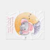 Couverture Polaire Eléphant dormant rose fille croissant lune bébé (Devant (Horizontal))