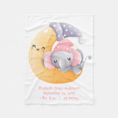 Couverture Polaire Eléphant dormant rose fille croissant lune bébé (Devant)