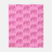 Couverture Polaire Éléphant en spirale fractale, rose fuchsia (Devant)