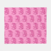 Couverture Polaire Éléphant en spirale fractale, rose fuchsia (Devant (Horizontal))